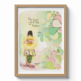 Cadre Mon Amie Luce - Édition limitée 30 x 40 cm " Rêve ta vie en couleur c'est le secret du bonheur "
