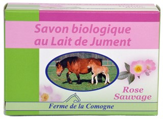 Savon rose sauvage lait de jument 100g Ferme de la Comogne