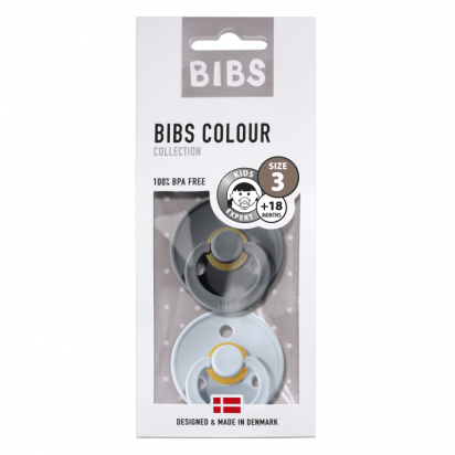 Lot de 2 tétines BIBS T3 Iron/Baby blue