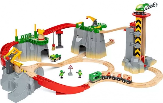 Circuit de train BRIO – Montagnes et Chargement – Coffret 49 pièces compatible BRIO World