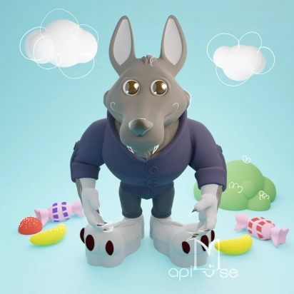 La Muse Léon le loup glouton Figurine Musicale ApiMuse