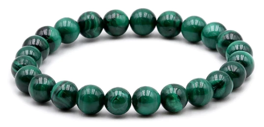Bracelet boule malachite foncée AA 8mm