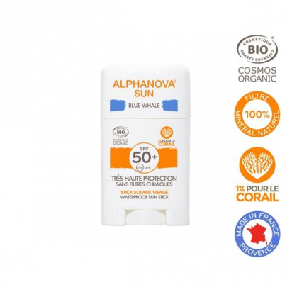 Stick crème solaire Visage BIO Bleu 50SPF Alphanova