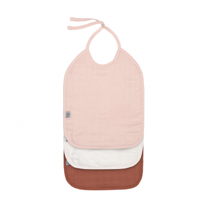 Bavoirs en gaze de coton Pink, Milky, rust Lassig