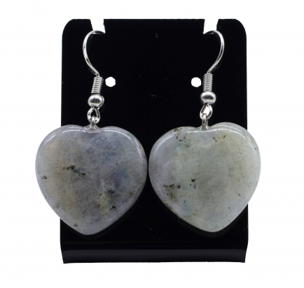 Boucles d'oreilles Coeur Labradorite 4cm