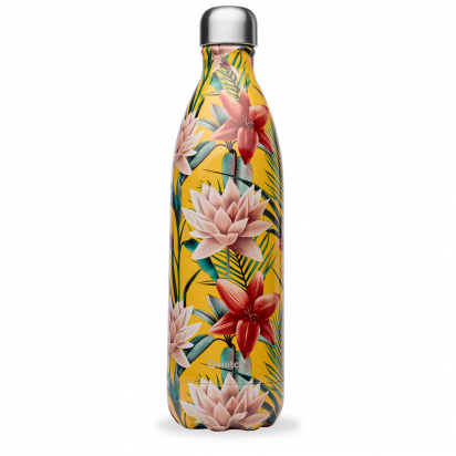Bouteille Isotherme - 1L - Tropical  jaune - Qwetch