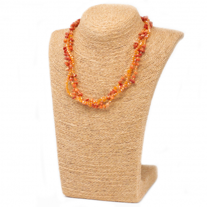 Collier en éclats de Pierre et perles Corail orange