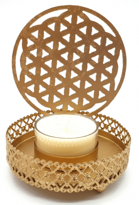 Bougeoir à Réflexion Métal Fleur de Vie 11cm