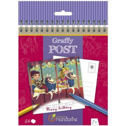 Carte postale à colorier Graffy post - Avenue Mandarine