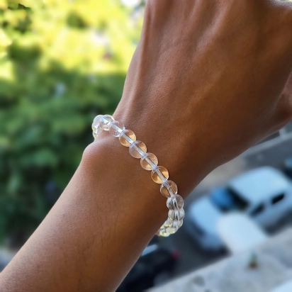 Bracelet cristal de roche perles 8mm