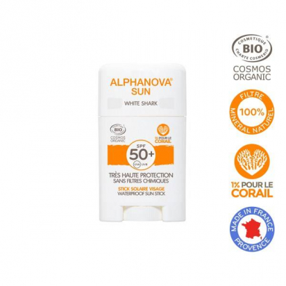 Stick crème solaire Visage BIO Blanc 50SPF Alphanova