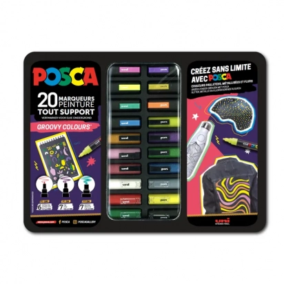 Mallette GROOVY COLOURS 20 marqueurs POSCA