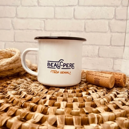 Mug emaillé - beau père trop génial La vie en magenta