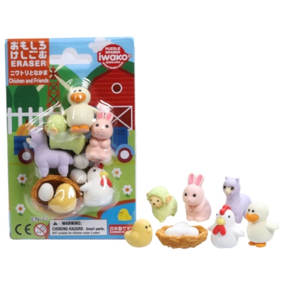 Set de gommes La poule et ses amis Iwako