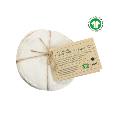 Disques à démaquiller lavables (zéro déchet) en coton bio bi-faces – Anaé