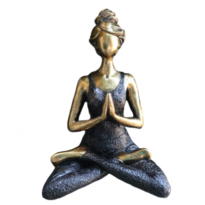 Figurine Yoga Femme -Bronze & Noir 24cm