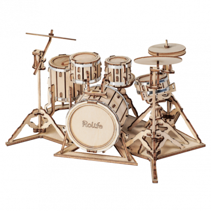 Puzzle 3D en bois pour instruments de musique, batterie, Robotime, TG409, 19x13,5x11 cm