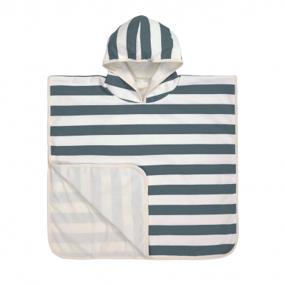 Poncho de plage anti-uv Rayés blanc cassé bleu Lassig