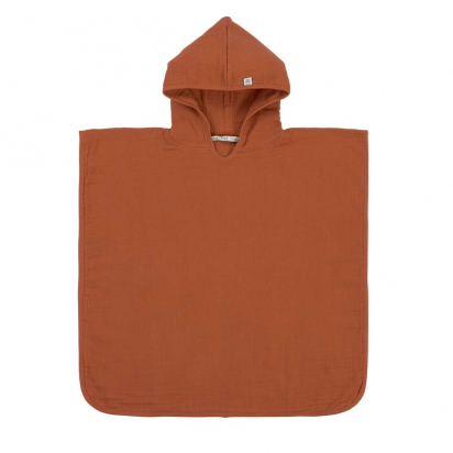 Poncho en gaze de coton rouille Lassig