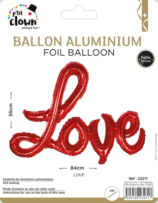 Ptit Clown ballon aluminium love St Valentin