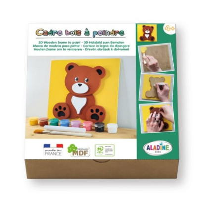 Coffret ourson cadre en bois à peindre Aladine