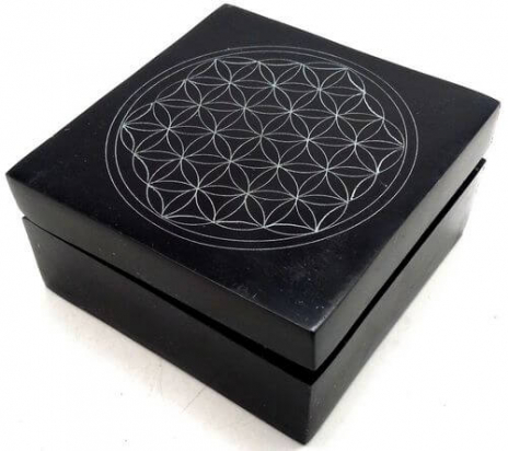 Boîte à Bijoux Pierre Carrée Fleur de Vie 10cm