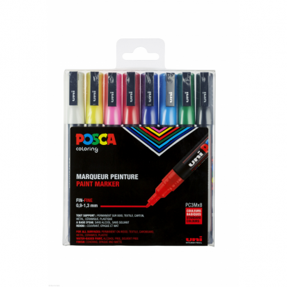 Set de 8 marqueurs pointes coniques fines PC3M Couleurs basiques Posca
