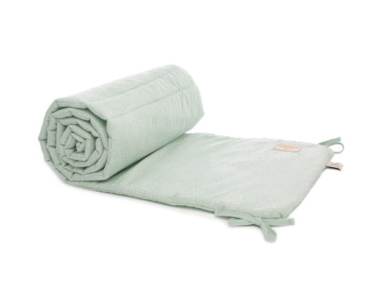 Tour de lit en coton BIO - White bubble/Aqua - Nobodinoz