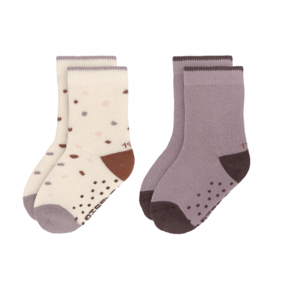 Lot de 2 chaussettes coton Bio antidérapantes Tiny Farmer Lilas - Lassig