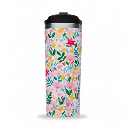 Travel mug isotherme Flora Rose 470 ml Qwetch