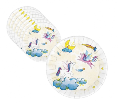 C&L Assiette Ø 23 cm - lot de 8 - licornes