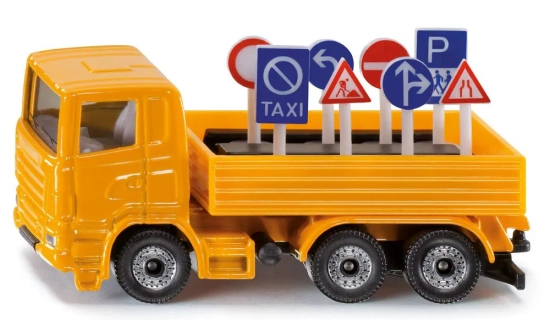 Camion avec signaux routiers – Véhicule de service miniature – Siku