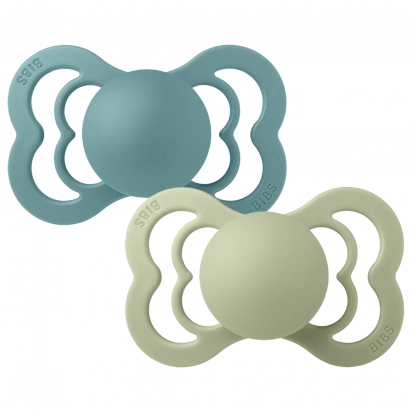 Lot de 2 tétines BIBS T1 Supreme silicone Menthe glacée/Island sea