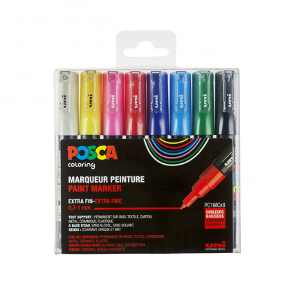 Set de 8 marqueurs Pointe conique extra-fine PC1MC Couleurs basiques Posca