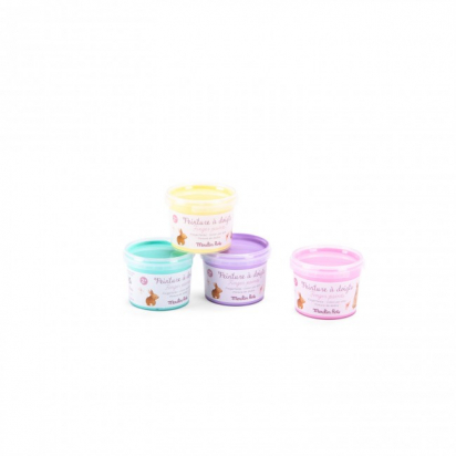 4 pots de peinture à doigts pastel Les Rosalies Moulin Roty