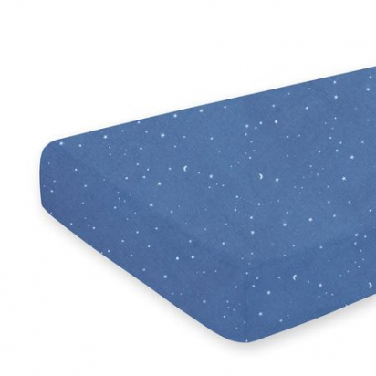 Drap housse lit en jersey 60x120cm étoile bleu foncé Bemini