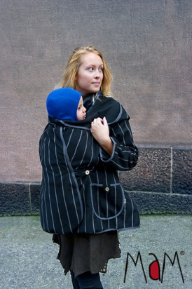 Manteau de portage / grossesse - MotherHood Weatherproof - Silver stripe - Mamalila