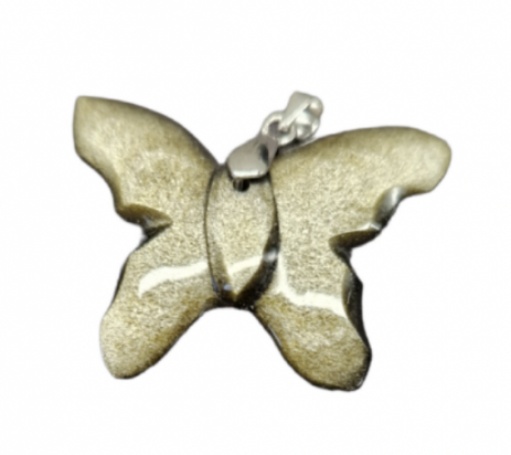 Pendentif papillon obsidienne Dorée