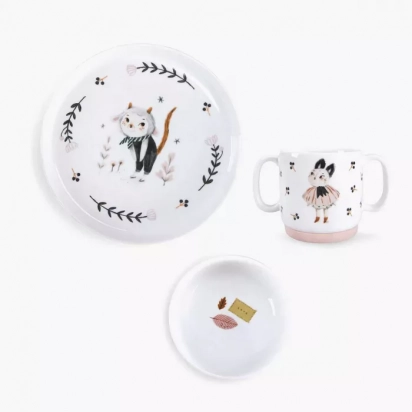 Set vaisselle porcelaine Après la pluie Moulin roty
