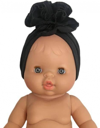 Turban fleur noir pour poupée 34 cm Minikane Paola Reina