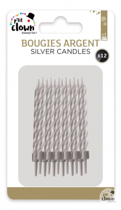Bougie - argent - lot de 12