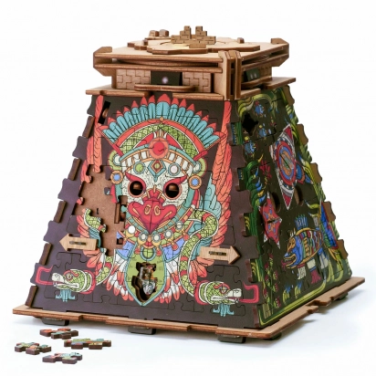 Casse-tête Cluepuzzle - Pyramide du Soleil. Boîte de casse-tête avec des puzzles