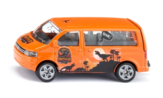 Volkswagen T5 Multivan orange avec stickers dinosaures – Siku
