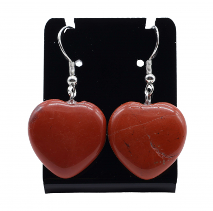 Boucles d'oreilles Coeur Jaspe Rouge 4cm