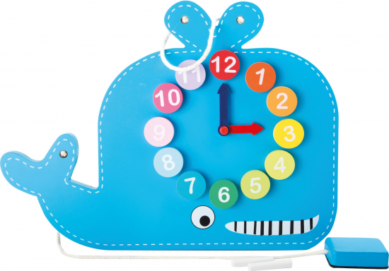 Horloge éducative et tableau en bois Baleine - Small foot