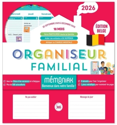 Organiseur familial Mémoniak spécial Belgique Edition 2026