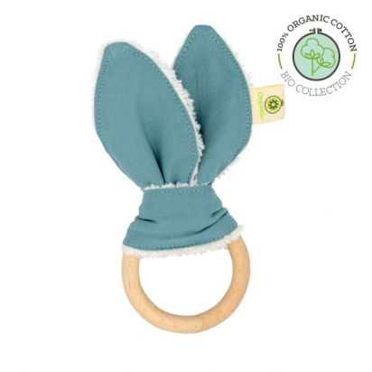 Anneau de dentition Lapin bois & coton bio Menthe aPuntBarcelona