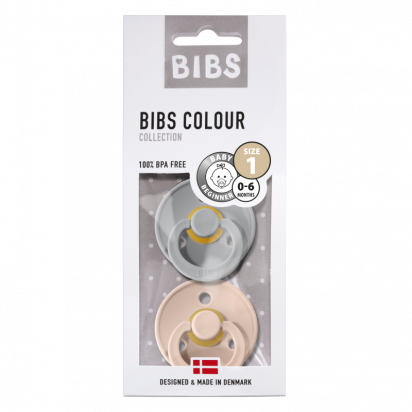 Lot de 2 tétines BIBS T1 cloud/blush