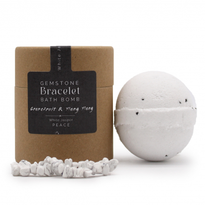 Bombe de Bain avec Bracelet en Gemme - Jaspe Blanc