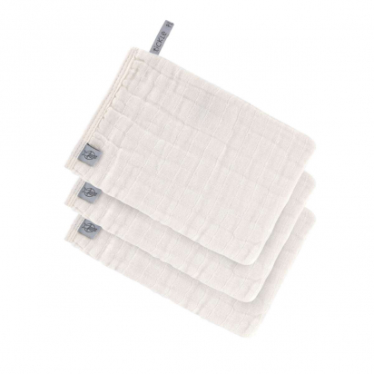 Lot de 3 gants de toilette en gaze de coton Blanc cassé Lassig